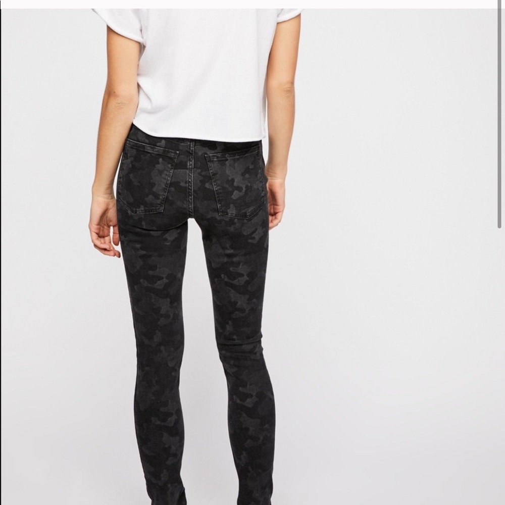 free people high waisted olive camo skinny jean 26 - Picture 2 of 9